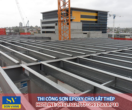 THI CÔNG SƠN EPOXY CHO SẮT THÉP BẰNG MÁY PHUN