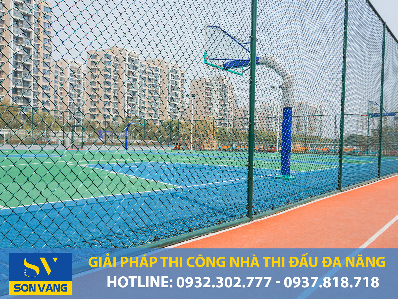 Giải pháp thi công sơn nhà thi đấu đa năng